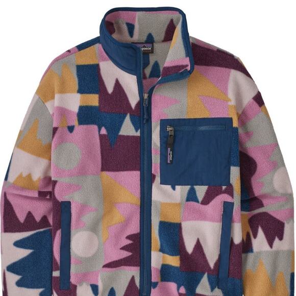 Patagonia Synchilla Full Zip Jacket Size Large Womens Frontera Marble Pink Blue - Picture 2 of 10